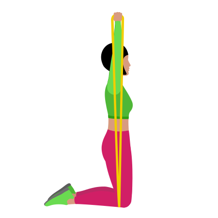 Resistance Band Kneeling Hammer Grip Shoulders Press